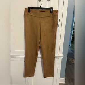 Krazy Larry pull on straight leg faux suede pants in mustard